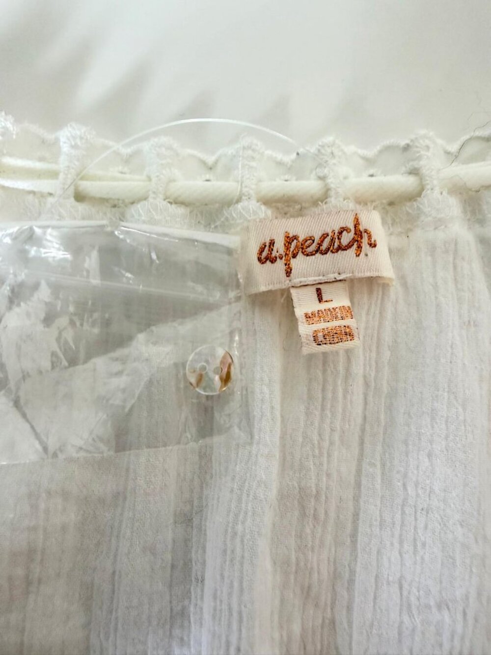 A.Peach White Boho Maxi Dress Womens Large Lace Button Front - Picture 4 of 13